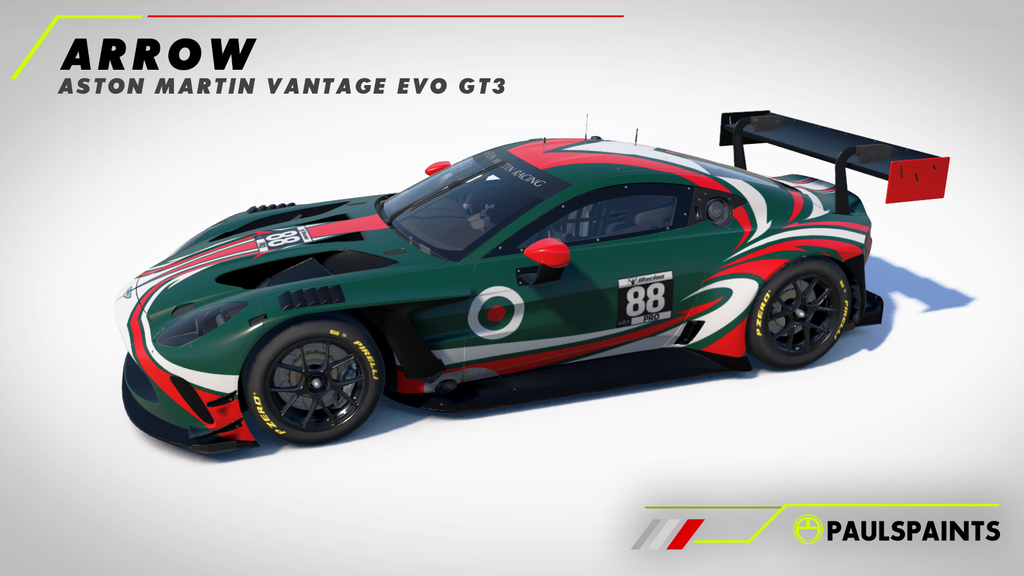 Arrow - Aston Martin Vantage EVO GT3 - British Racing Green, white and red